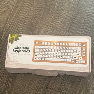 iJoy Wireless Keyboard in White and Wood Grain NEVER USED